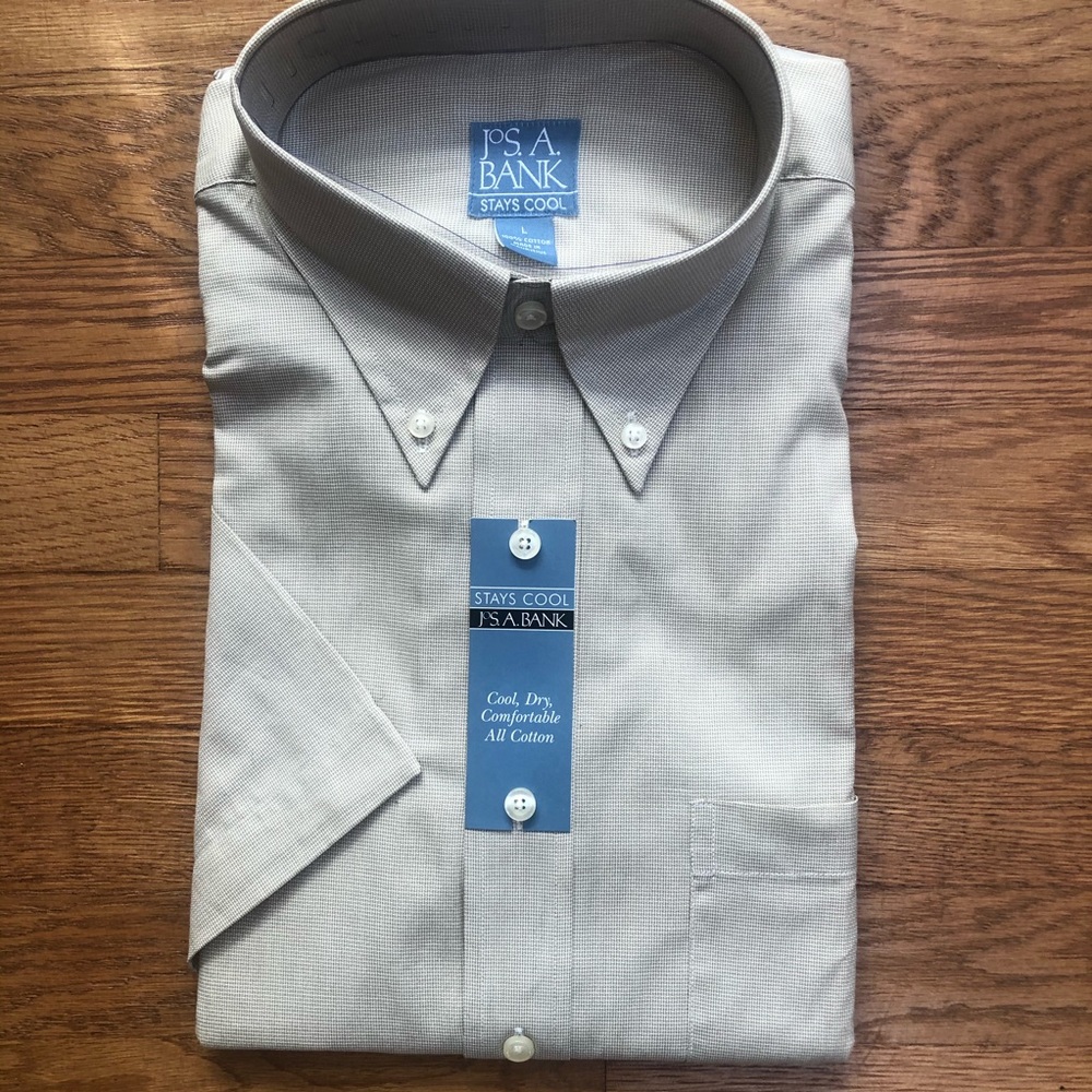 Jos. A. Bank Short Sleeve Dress Shirt- Size L- NWT